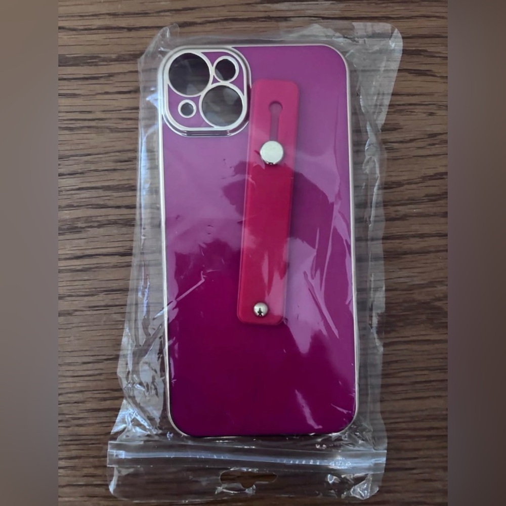Pink Protective Phone Case with Grip Strap